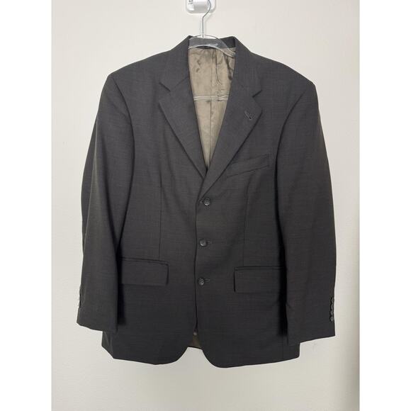 Oscar de la Renta Blazer Mens 38 Short Gray Wool Notch Lapel 3 Button Sport Coat - Picture 1 of 16